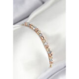 Pirinç Sıralı Boncuk Model Gold Gümüş Roz Renk Asansörlü Kadın Bileklik