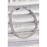 Pirinç Gümüş Renk Zirkon Taşlı Su Yolu Model Kadın Bileklik