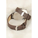 Kahverengi Deri Kordonlu Rose Metal Kasa Sevgili Saatleri