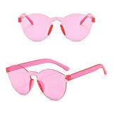 Sert Mika Oval Şekilli Çerçevesiz Pembe Gözlük Retro Parti 5x14 Cm