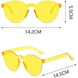Sert Mika Oval Şekilli Çerçevesiz Sarı Gözlük Retro Parti 5x14 Cm