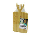 Dikdörtgen=22x38cm  Ahşap Bambu Kesim Panosu - Kesme Tahtası Geyik Boynuz Figür Saplı (4915)