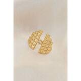 Ayarlamalı Gold Renk Metal Zirkon Taşlı Piramit Yüzük