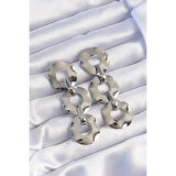 Pirinç Gümüş Renk Oval Ayna Model Sallantılı Küpe