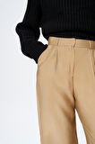 Yüksel Bel Bol Paça Pantolon Camel