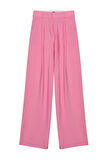 Yüksel Bel Bol Paça Pantolon Pembe