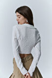 Quzu Bağlama Detaylı Crop Bluz
