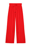 Beli Lastikli Bol Paça Pantolon Kırmızı
