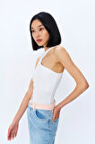 Dekolte Detaylı Bodysuit Ekru