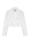 Kruvaze Crop Blazer Ceket Ekru