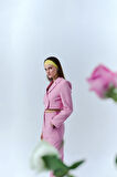 Kruvaze Crop Blazer Ceket Pembe