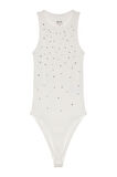 Taş Aksesuarlı Halter Yaka Bodysuit Ekru