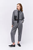 Sloganlı Jogger Pantolon Gri