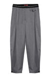 Sloganlı Jogger Pantolon Gri