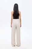 Bol Paça Palazzo Kumaş Pantolon Bej