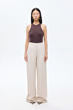 Bol Paça Palazzo Kumaş Pantolon Bej