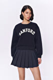 Yazı Baskılı Sweatshirt Lacivert