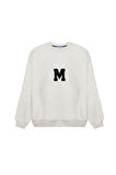 Nakış Harf Baskılı Sweatshirt Gri