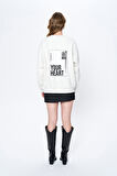 Nakış Harf Baskılı Sweatshirt Gri