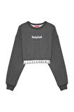 Beli Sayı Detaylı Crop Sweatshirt Antrasit