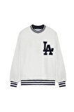 Biye Detaylı Baskılı Oversize Sweatshirt Gri