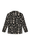Etnik Desenli Kruvaze Blazer Ceket Siyah