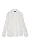 Tüy Detaylı Şifon Gömlek Beyaz