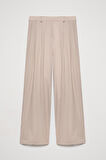 Kumaş Matchli Beli Lastikli Pantolon Bej