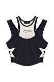 Halter Yaka Atletli Bluz Lacivert