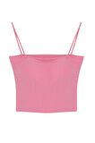 Modal Askılı Crop Basic Atlet Pembe