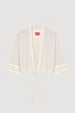 Şerit Dantelli Bağlamalı Kimono Naturel