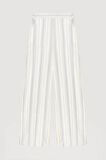 İnce Çizgili Yüksek Bel Pantolon Ekru