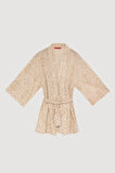 Etnik Desenli Bağlamalı Kısa Kimono Naturel