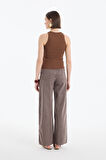 Halter Yaka Basic Fitilli Atlet Kahverengi