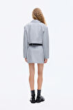 Gömlek Yaka Fermuarlı Kısa Ceket Gri