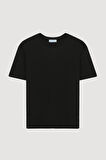 Bisiklet Yaka Oversize Basic Tişört Siyah