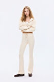 Beli Bağcıklı Dikiş Detaylı İspanyol Paça Pantolon Bej
