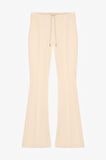 Beli Bağcıklı Dikiş Detaylı İspanyol Paça Pantolon Bej