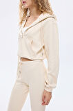 Kapüşonlu Fermuarlı Basic Sweatshirt Bej