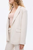 Tek Düğmeli Yumuşak Dokulu Oversize Blazer Ceket Bej