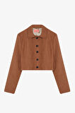 Vatkalı Gömlek Yaka Kadife Ceket Kahverengi