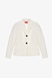 Çift Düğmeli Dikiş Detaylı Blazer Ceket Ekru