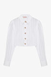 Gold Düğmeli Crop Gömlek Beyaz