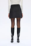 Bağcıklı Kadife Fitilli Mini Etek Siyah