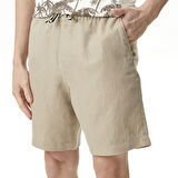 Nautica Erkek Bej Classic Fit Keten Bermuda