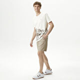Nautica Erkek Bej Classic Fit Keten Bermuda