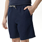Nautica Erkek Lacivert Classic Fit Keten Bermuda