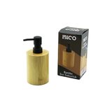 YUVARLAK AHŞAP BAMBU SIVI SABUNLUK SİYAH PLASTİK POMPA  ÇAP: 8CM - Y: 11CM (5582)