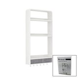 BEYAZ YAPIŞKANLI DUVAR ORGANİZERİ PLASTİK 3 RAF=14CM-19CM-30CM - 2 ÇEKMECE=40CM - 6 ASKI 19 PARÇA (5