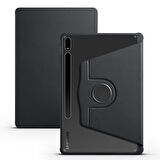Smcase Samsung Galaxy Tab S7 Plus SM T970 Kılıf Smart Kapaklı Kalem Bölmeli Termik Arkası Şeffaf T1